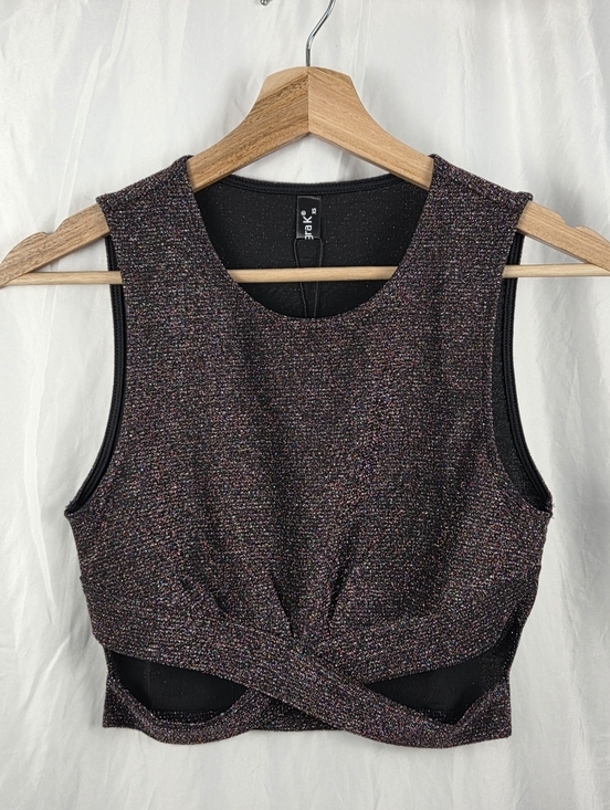 Allegra K Tops - Allegra K Multicolor Metallic Sparkle Sleeveless Crop Top Black Lining Size XS